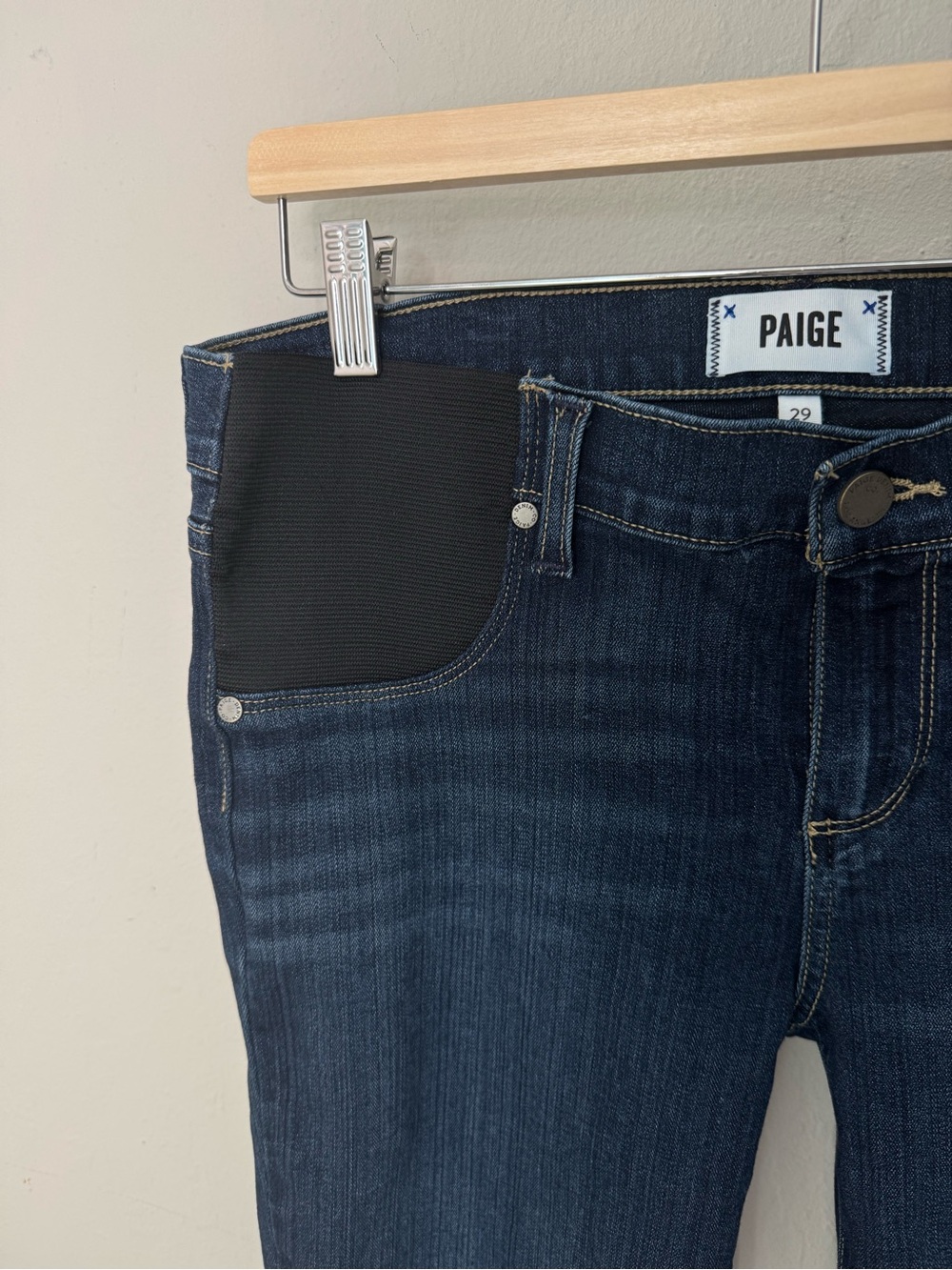 PAIGE Maternity Verdugo Skinny Jeans Blue Stretch Side Panels “Nottingham” - Picture 8 of 16